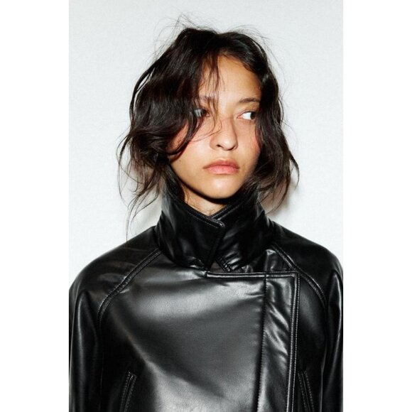 ZARA FAUX LEATHER PEPLUM JACKET - Picture 4 of 9